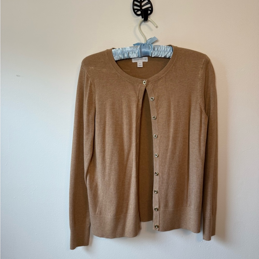 Charter club button up sweater‎ beige
